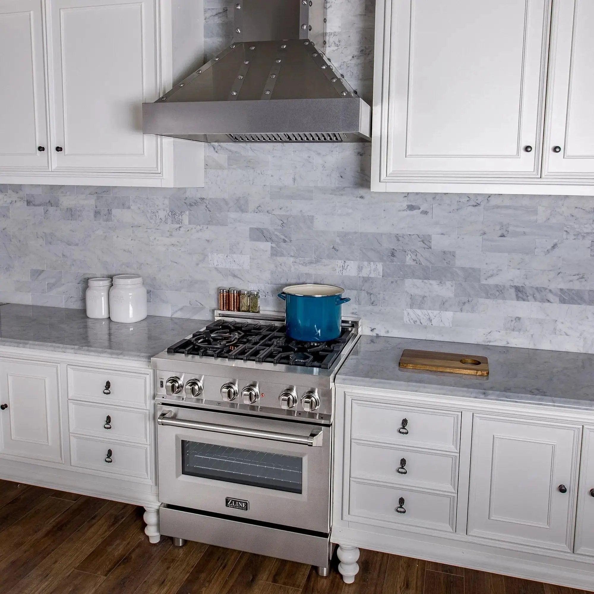 ZLINE 30" Stainless 4.0 cu.ft. 4 Gas Burner/Electric Oven Range RA30 by Farmhouse Kitchen and Bath