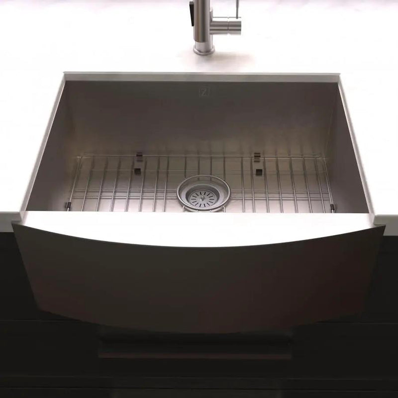 ZLINE 30" Undermount Single Bowl Apron Sink Stainless Steel, SAS-30S by Farmhouse Kitchen and Bath