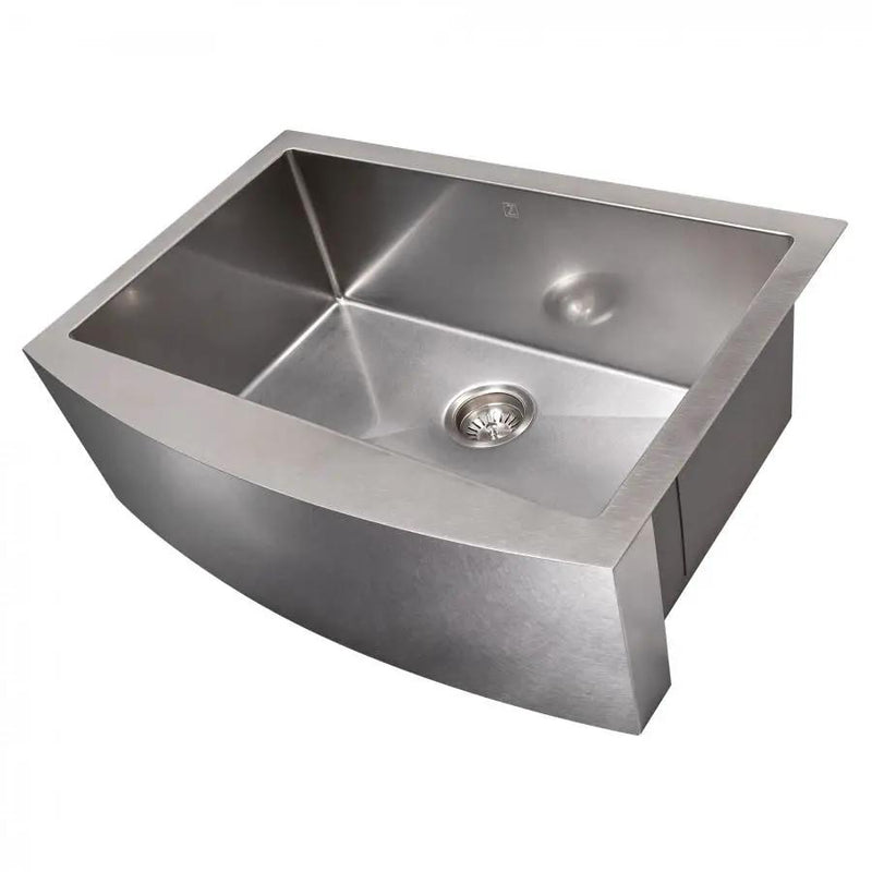 ZLINE 30" Undermount Single Bowl Apron Sink Stainless Steel, SAS-30S by Farmhouse Kitchen and Bath