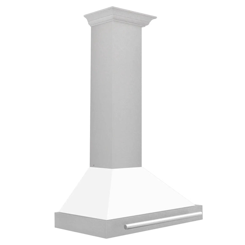 ZLINE 30" White Matte Range Hood, Stainless Steel Handle KB4SNX-WM-30 by Farmhouse Kitchen and Bath