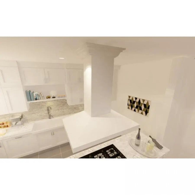 ZLINE 30" Wooden Island Mount Range Hood in Cottage White, KBiTT-RD-30 by Farmhouse Kitchen and Bath