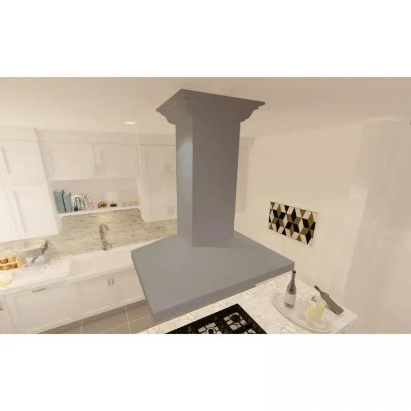 ZLINE 30" Wooden Island Mount Range Hood in Gray, KBiUU-RD-30 by Farmhouse Kitchen and Bath