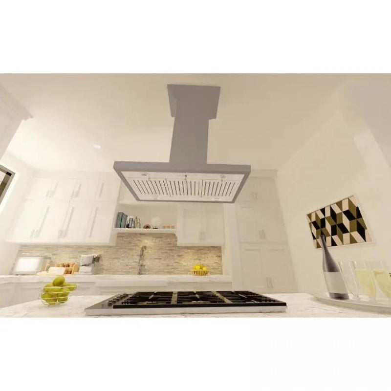 ZLINE 30" Wooden Island Mount Range Hood in Gray, KBiUU-RD-30 by Farmhouse Kitchen and Bath