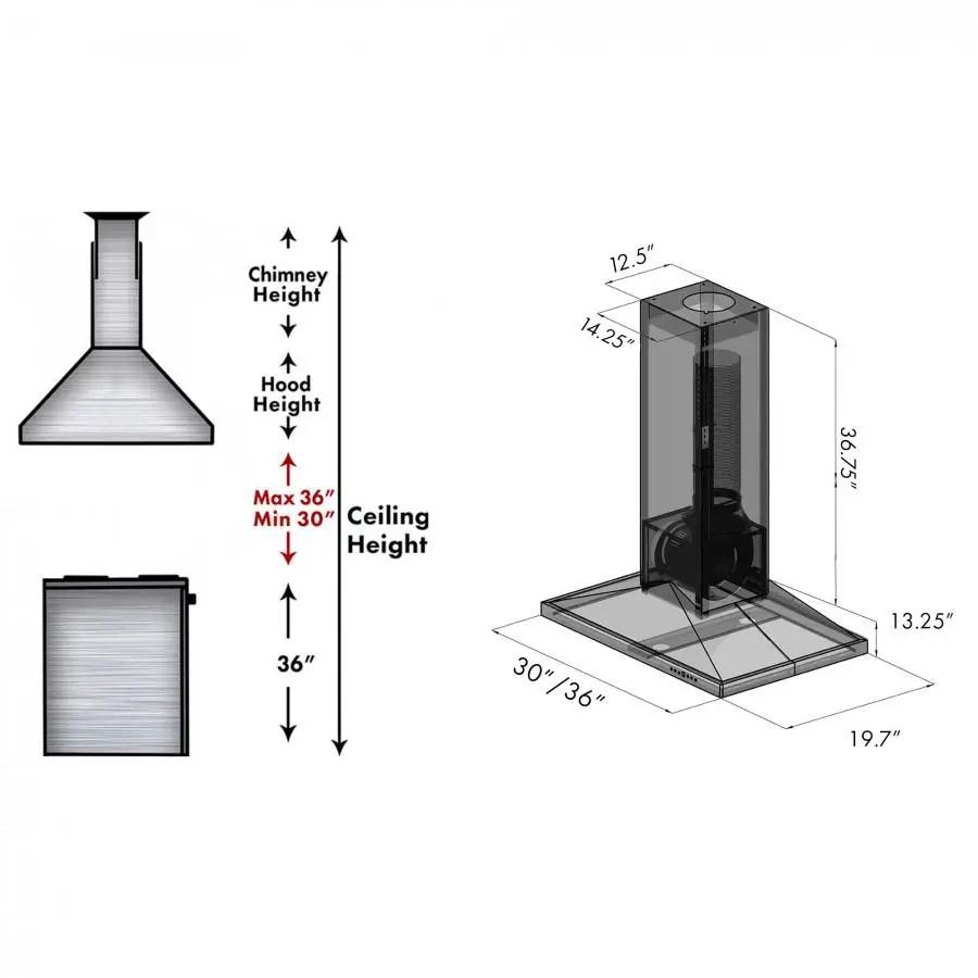 ZLINE 30" Wooden Island Mount Range Hood in Gray, KBiUU-RS-30-400 by Farmhouse Kitchen and Bath
