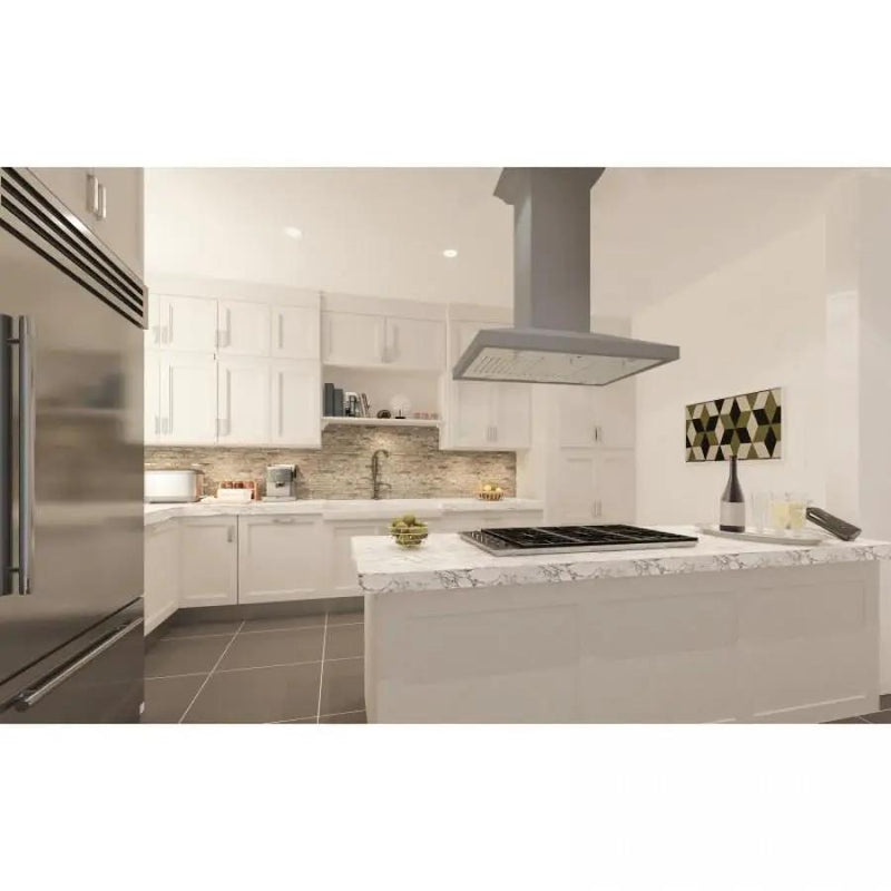 ZLINE 30" Wooden Island Mount Range Hood in Gray, KBiUU-RS-30-400 by Farmhouse Kitchen and Bath