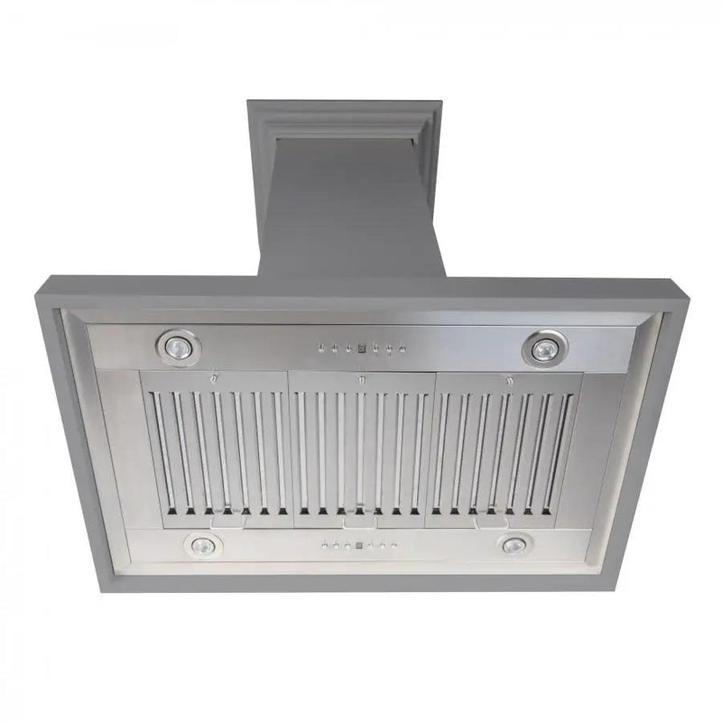 ZLINE 30" Wooden Island Range Hood in Gray, KBiUU-30 by Farmhouse Kitchen and Bath