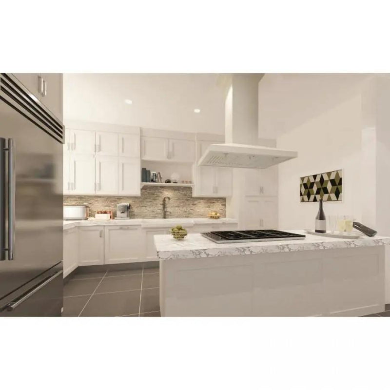 ZLINE 30" Wooden Island Range Hood, Remote Motor, Cottage White, KBiTT-RS-30-400 by Farmhouse Kitchen and Bath