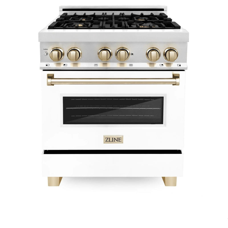 ZLINE 30"Autograph, Dual Fuel Range, Stainless, Gold Accents, RAZ-WM-30-G by Farmhouse Kitchen and Bath