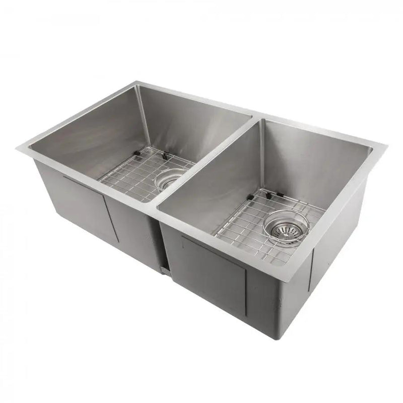 ZLINE 33" Undermount Double Bowl Sink in Stainless Steel, SR60D-33 by Farmhouse Kitchen and Bath