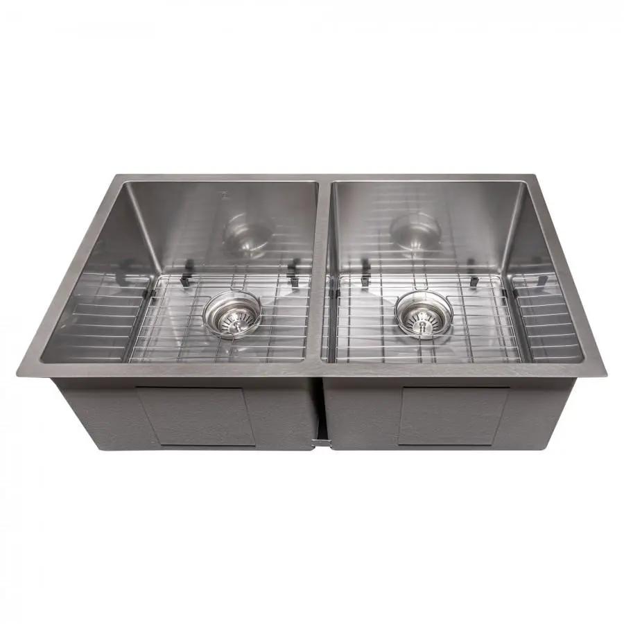 ZLINE 33" Undermount Double Bowl Sink Stainless Steel, SR50D-33S by Farmhouse Kitchen and Bath