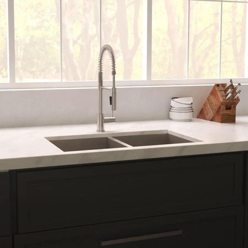 ZLINE 33" Undermount Double Bowl Sink Stainless Steel, SR50D-33S by Farmhouse Kitchen and Bath