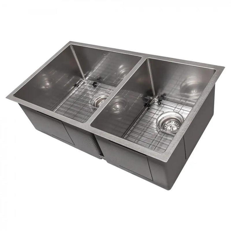 ZLINE 33" Undermount Double Bowl Sink Stainless Steel, SR60D-33S by Farmhouse Kitchen and Bath