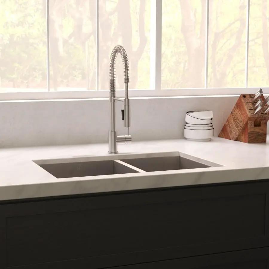 ZLINE 33" Undermount Double Bowl Sink Stainless Steel, SR60D-33S by Farmhouse Kitchen and Bath