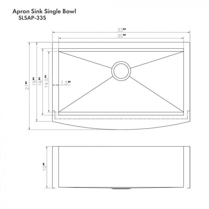 ZLINE 33" Undermount Single Bowl Ledge Sink Stainless Steel, SLSAP-33S by Farmhouse Kitchen and Bath