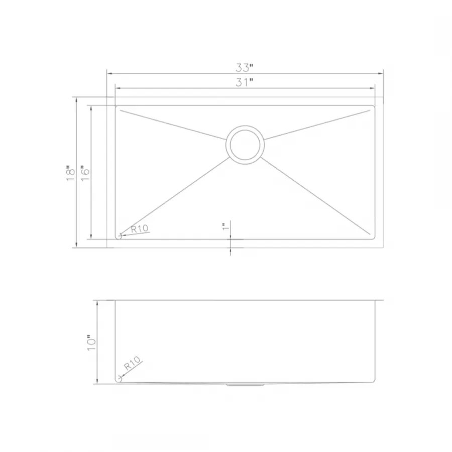 ZLINE 33" Undermount Single Bowl Sink in Stainless Steel, SRS-33 by Farmhouse Kitchen and Bath