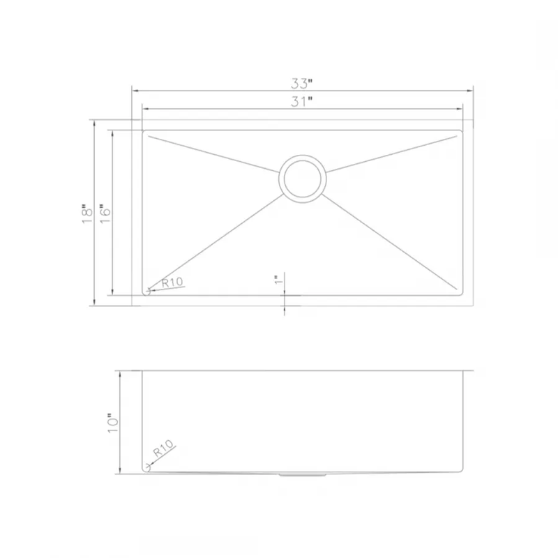 ZLINE 33" Undermount Single Bowl Sink in Stainless Steel, SRS-33 by Farmhouse Kitchen and Bath