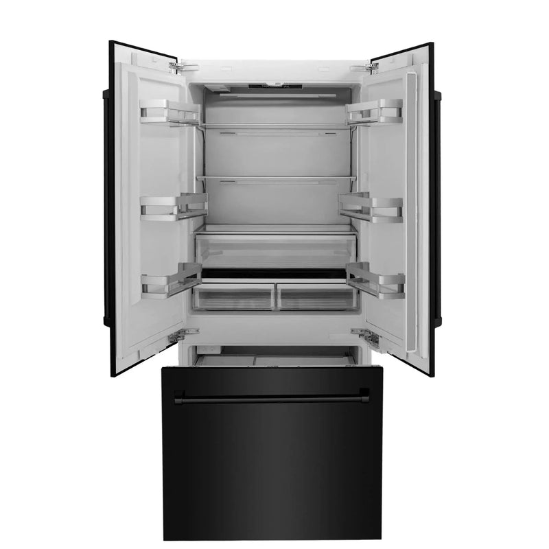 ZLINE 36" 19.6 cu. ft. 3-Door French Door Freezer Refrigerator with Internal Water and Ice Dispenser in Black Stainless Steel - RBIV-BS-36 by Farmhouse Kitchen and Bath