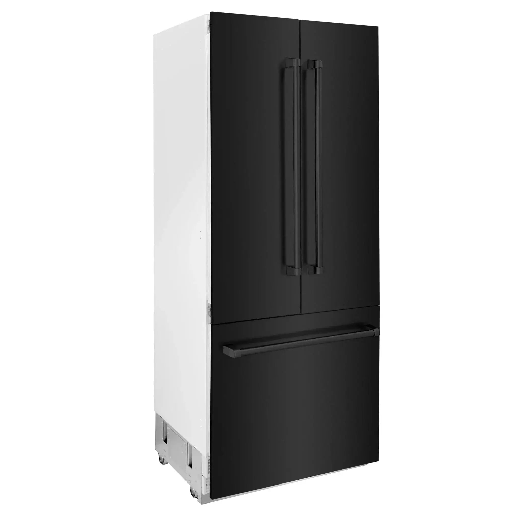 ZLINE 36" 19.6 cu. ft. 3-Door French Door Freezer Refrigerator with Internal Water and Ice Dispenser in Black Stainless Steel - RBIV-BS-36 by Farmhouse Kitchen and Bath