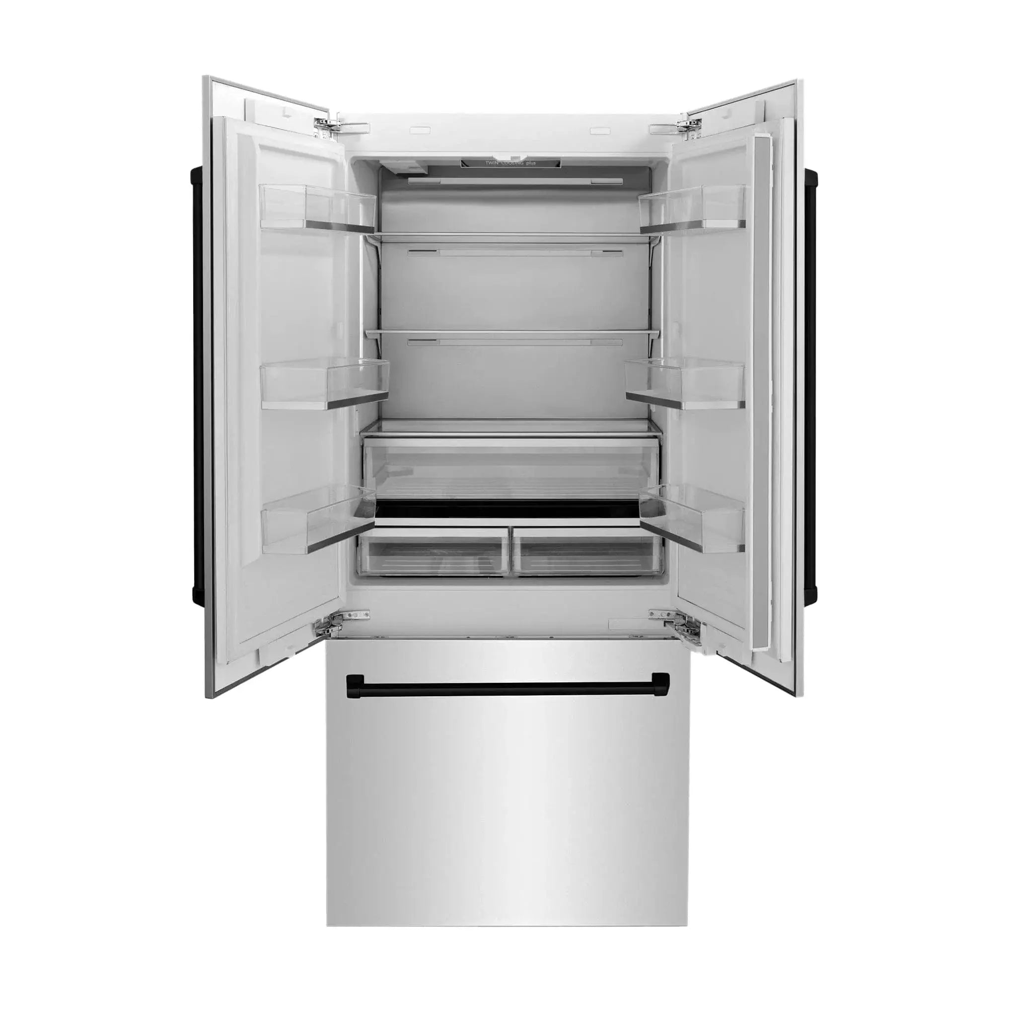 ZLINE 36" Autograph 19.6 cu. ft. 2-Door Bottom Freezer Fridge Water/Ice Dispenser Stainless Steel Matte Black Accents RBIVZ-304-36-MB by Farmhouse Kitchen and Bath