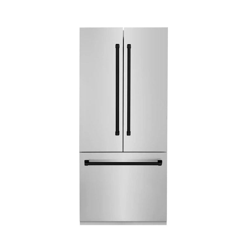 ZLINE 36" Autograph 19.6 cu. ft. 2-Door Bottom Freezer Fridge Water/Ice Dispenser Stainless Steel Matte Black Accents RBIVZ-304-36-MB by Farmhouse Kitchen and Bath