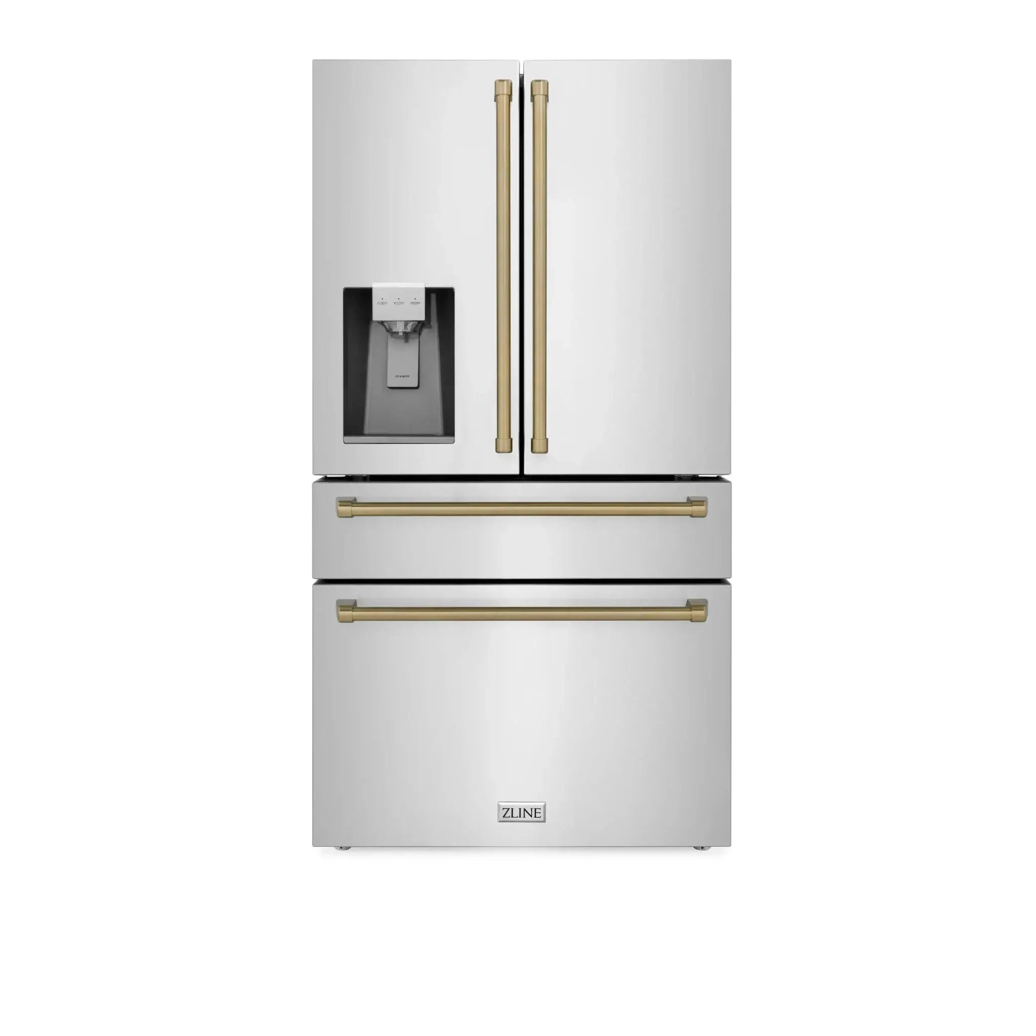 ZLINE 36" Autograph 21.6 cu. ft French Door Refrigerator with Ice Maker in Fingerprint Resistant Stainless Steel RFMZ-W-36-CB by Farmhouse Kitchen and Bath