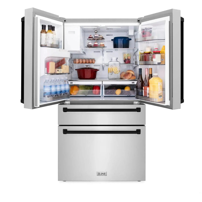 ZLINE 36" Autograph 21.6 cu. ft French Door Refrigerator with Ice Maker in Fingerprint Resistant Stainless Steel RFMZ-W-36-MB by Farmhouse Kitchen and Bath