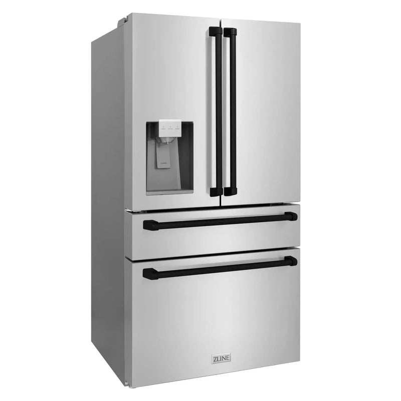 ZLINE 36" Autograph 21.6 cu. ft French Door Refrigerator with Ice Maker in Fingerprint Resistant Stainless Steel RFMZ-W-36-MB by Farmhouse Kitchen and Bath