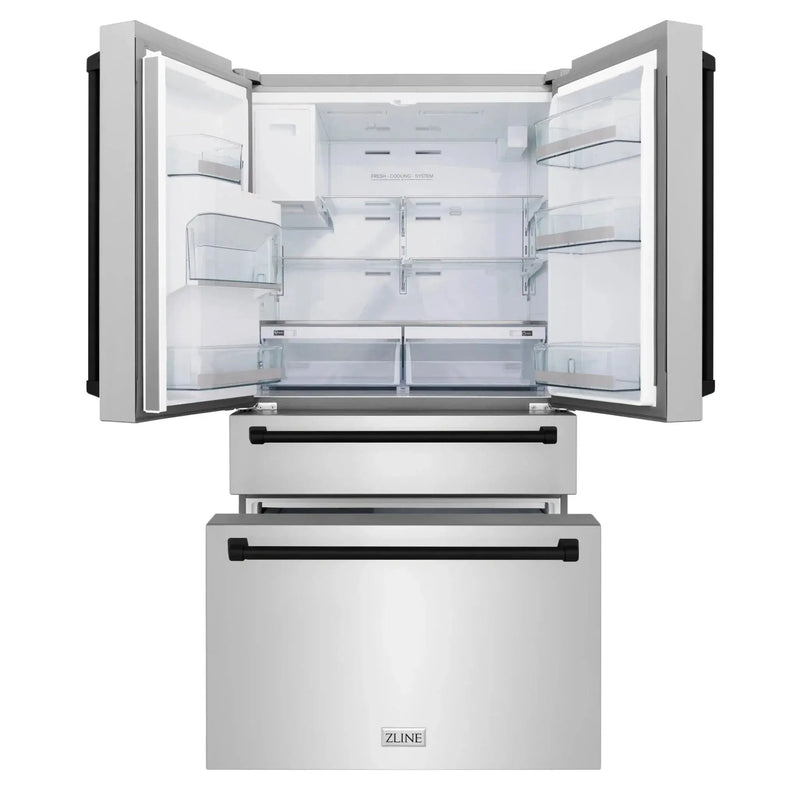 ZLINE 36" Autograph 21.6 cu. ft French Door Refrigerator with Ice Maker in Fingerprint Resistant Stainless Steel RFMZ-W-36-MB by Farmhouse Kitchen and Bath