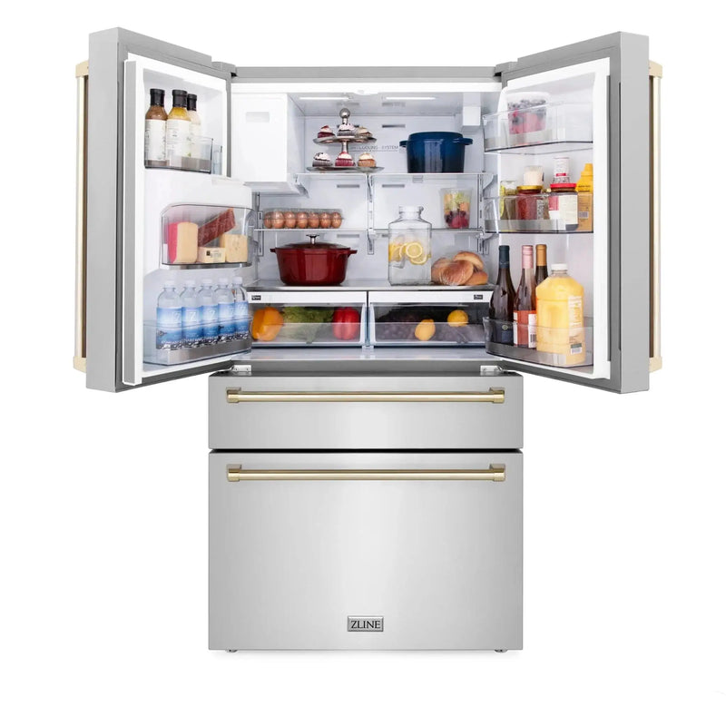 ZLINE 36" Autograph 21.6 cu. ft French Door Refrigerator with Ice Maker in Stainless Steel RFMZ-W-36-G by Farmhouse Kitchen and Bath
