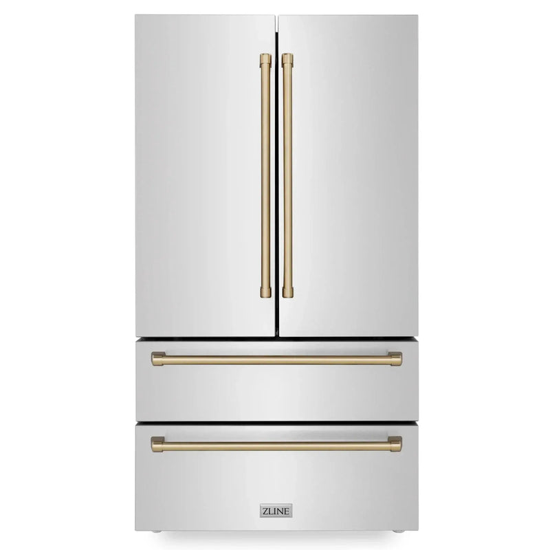 ZLINE 36" Autograph 22.5 cu. ft French Door Refrigerator with Ice Maker in Fingerprint Resistant Stainless Steel RFMZ-36-CB by Farmhouse Kitchen and Bath