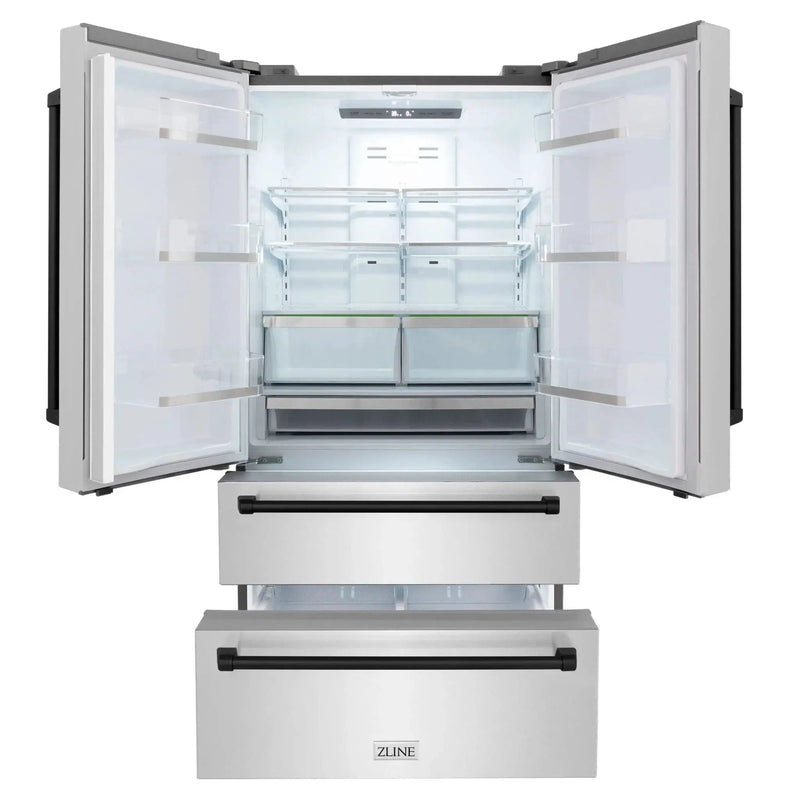 ZLINE 36" Autograph 22.5 cu. ft French Door Refrigerator with Ice Maker in Fingerprint Resistant Stainless Steel RFMZ-36-MB by Farmhouse Kitchen and Bath