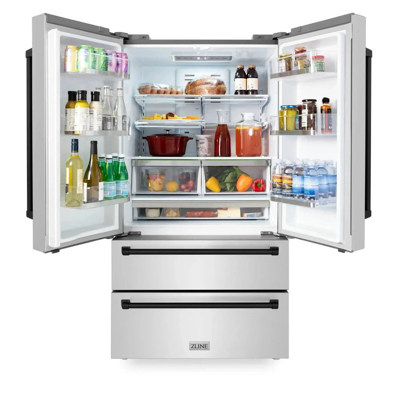 ZLINE 36" Autograph 22.5 cu. ft French Door Refrigerator with Ice Maker in Fingerprint Resistant Stainless Steel RFMZ-36-MB by Farmhouse Kitchen and Bath