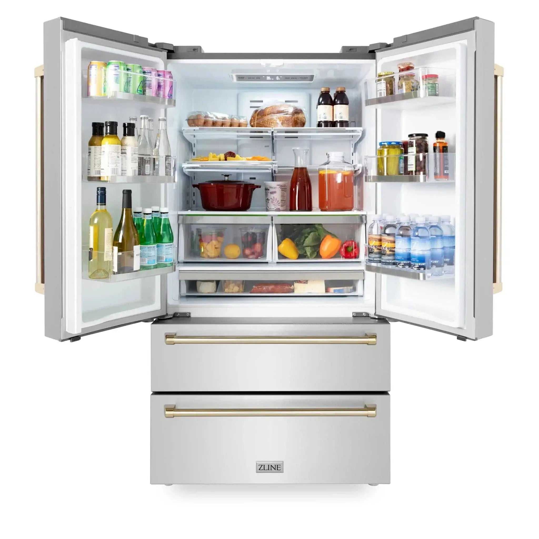 ZLINE 36" Autograph 22.5 cu. ft French Door Refrigerator with Ice Maker Stainless Steel RFMZ-36-G by Farmhouse Kitchen and Bath