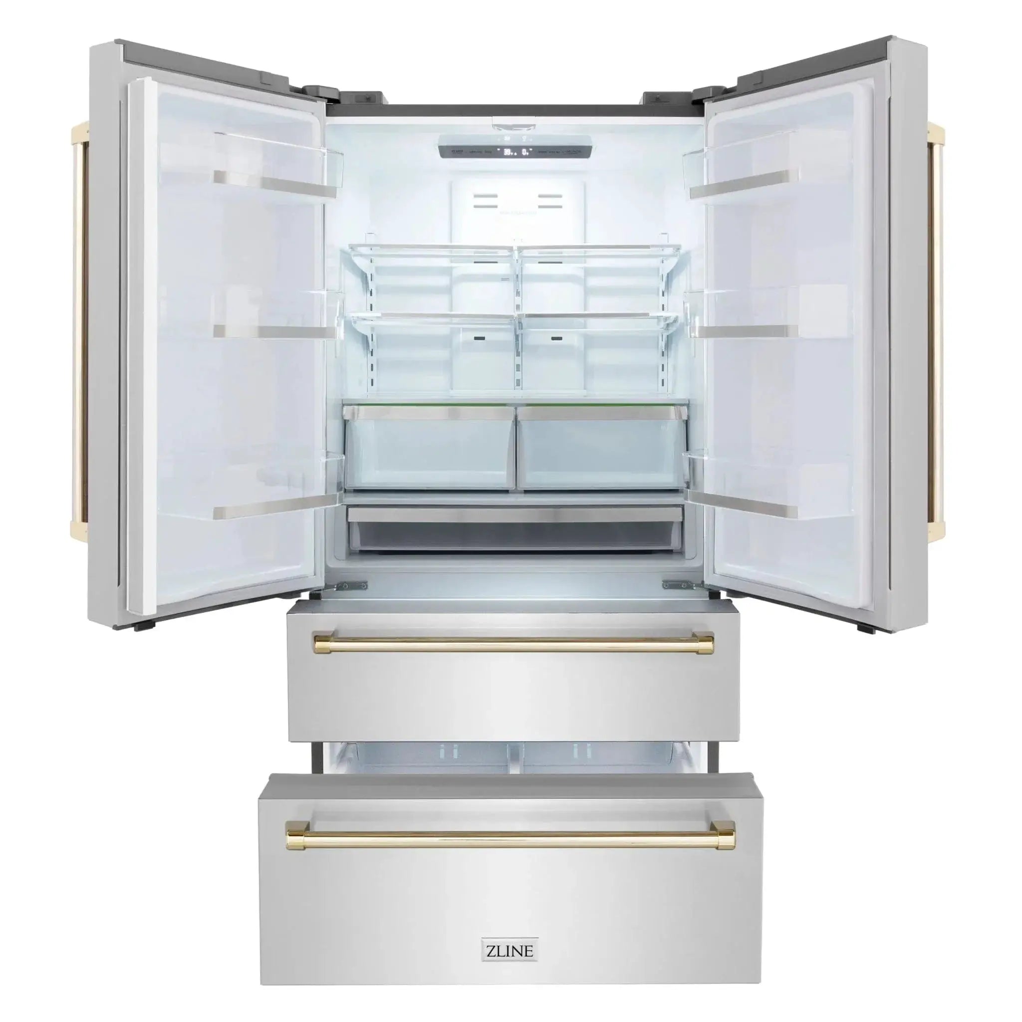 ZLINE 36" Autograph 22.5 cu. ft French Door Refrigerator with Ice Maker Stainless Steel RFMZ-36-G by Farmhouse Kitchen and Bath
