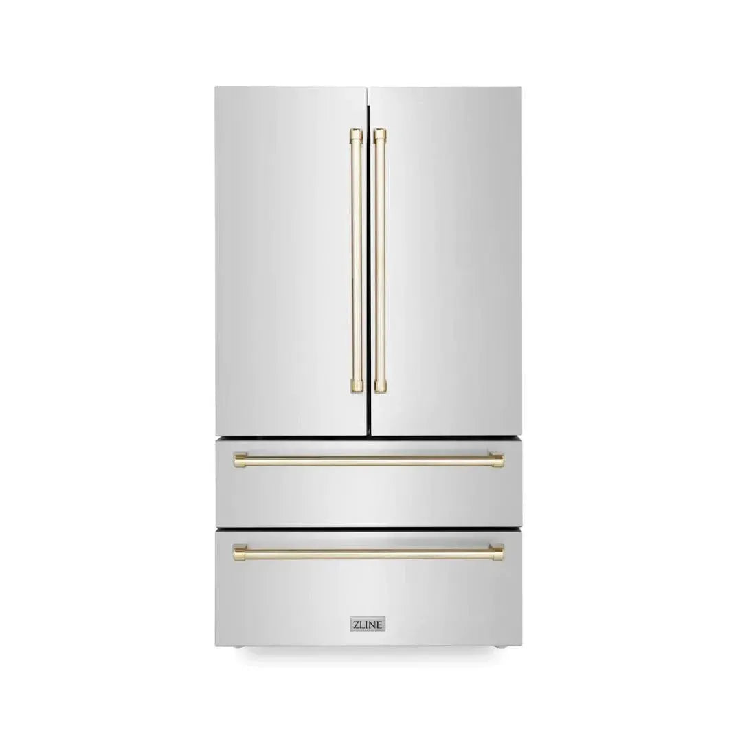 ZLINE 36" Autograph 22.5 cu. ft French Door Refrigerator with Ice Maker Stainless Steel RFMZ-36-G by Farmhouse Kitchen and Bath