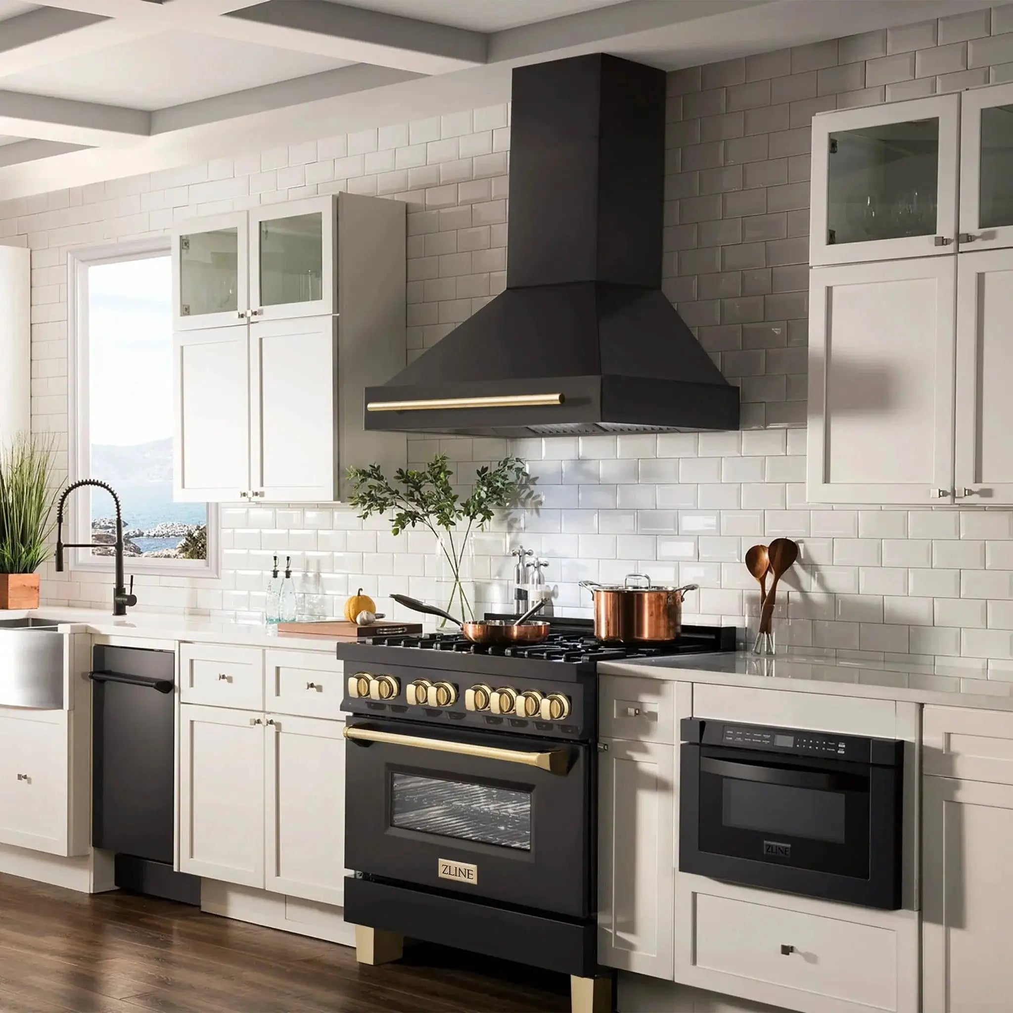 ZLINE 36" Autograph Black Stainless Wall Range Hood, BS655Z-36-G by Farmhouse Kitchen and Bath