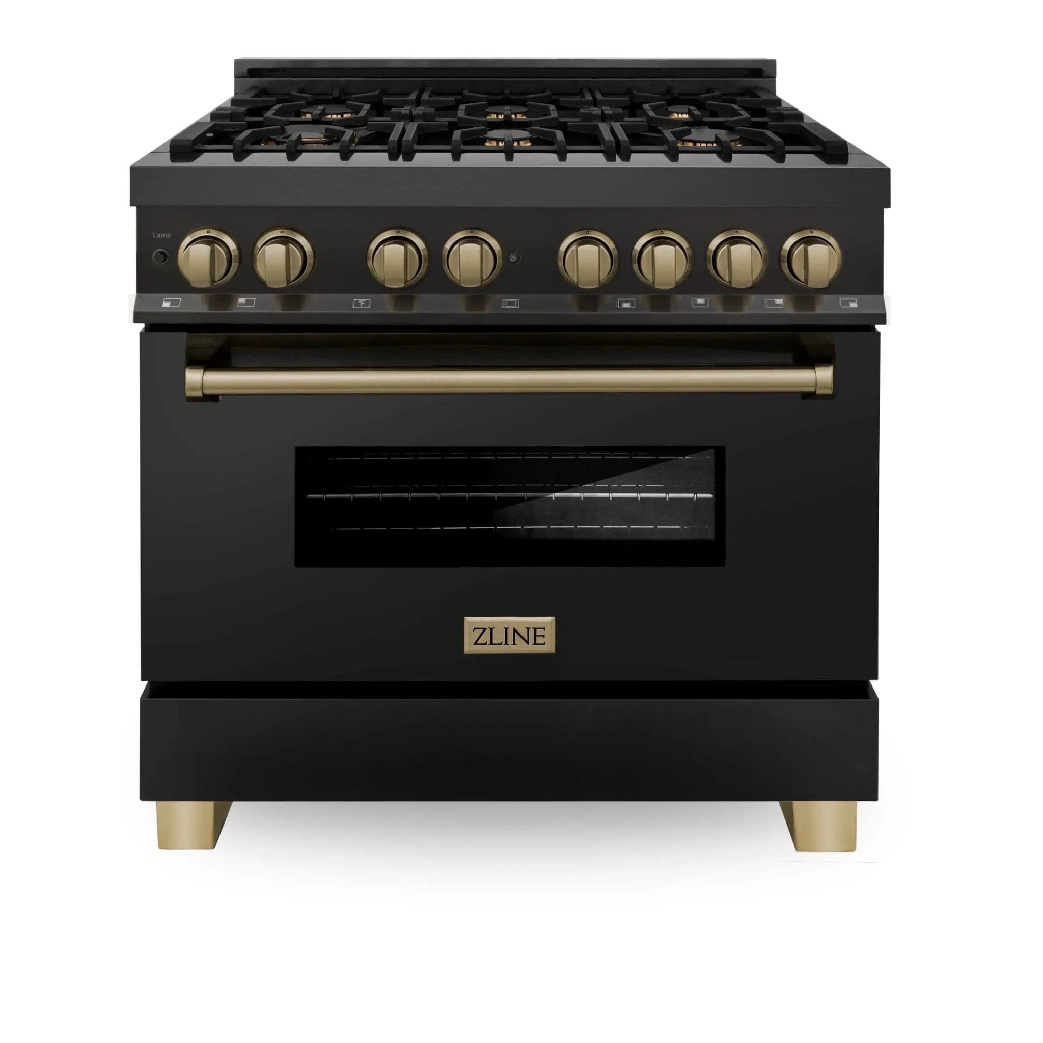 ZLINE 36" Autograph Dual Fuel Range, Black Stainless, RABZ-36-CB by Farmhouse Kitchen and Bath