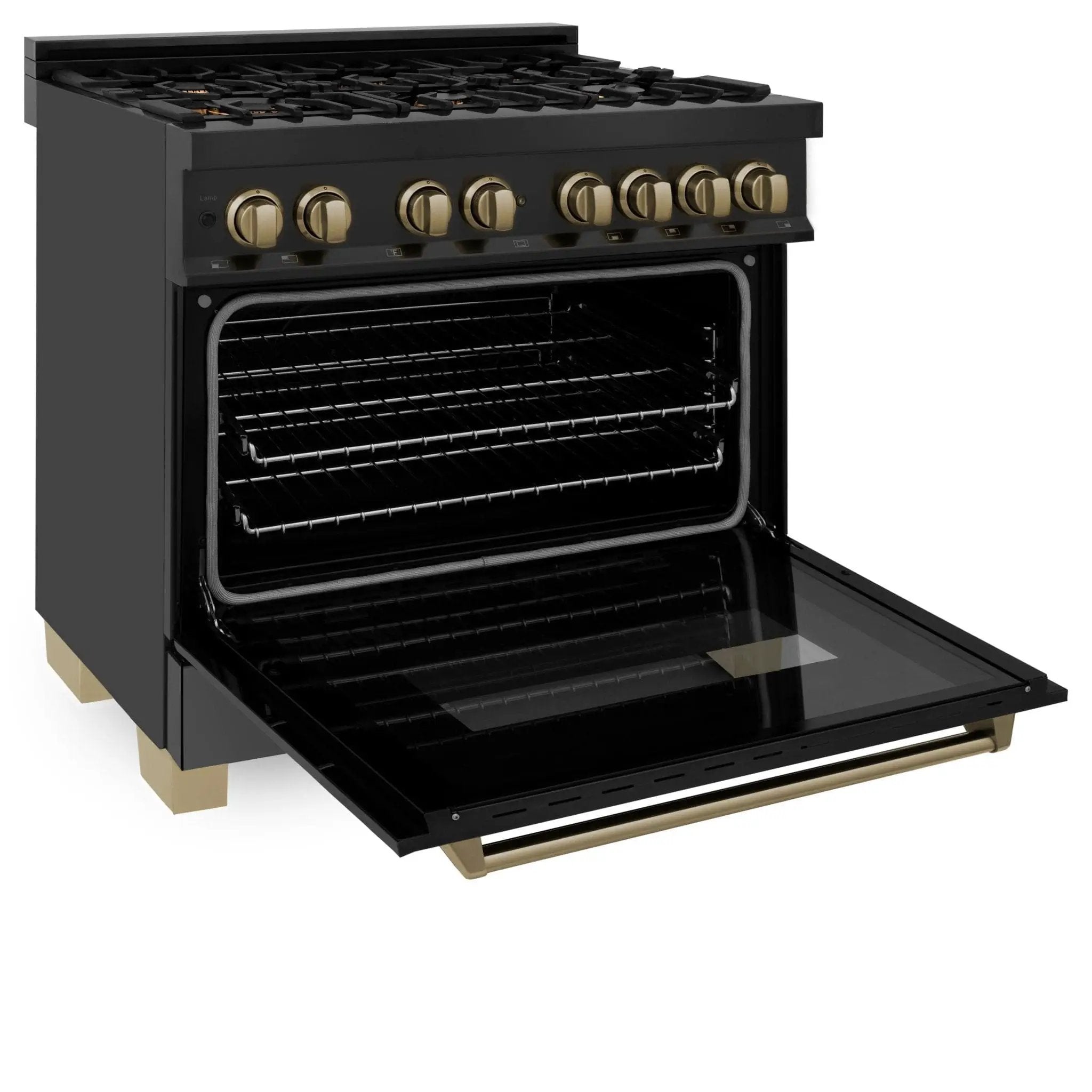 ZLINE 36" Autograph Dual Fuel Range, Black Stainless, RABZ-36-CB by Farmhouse Kitchen and Bath