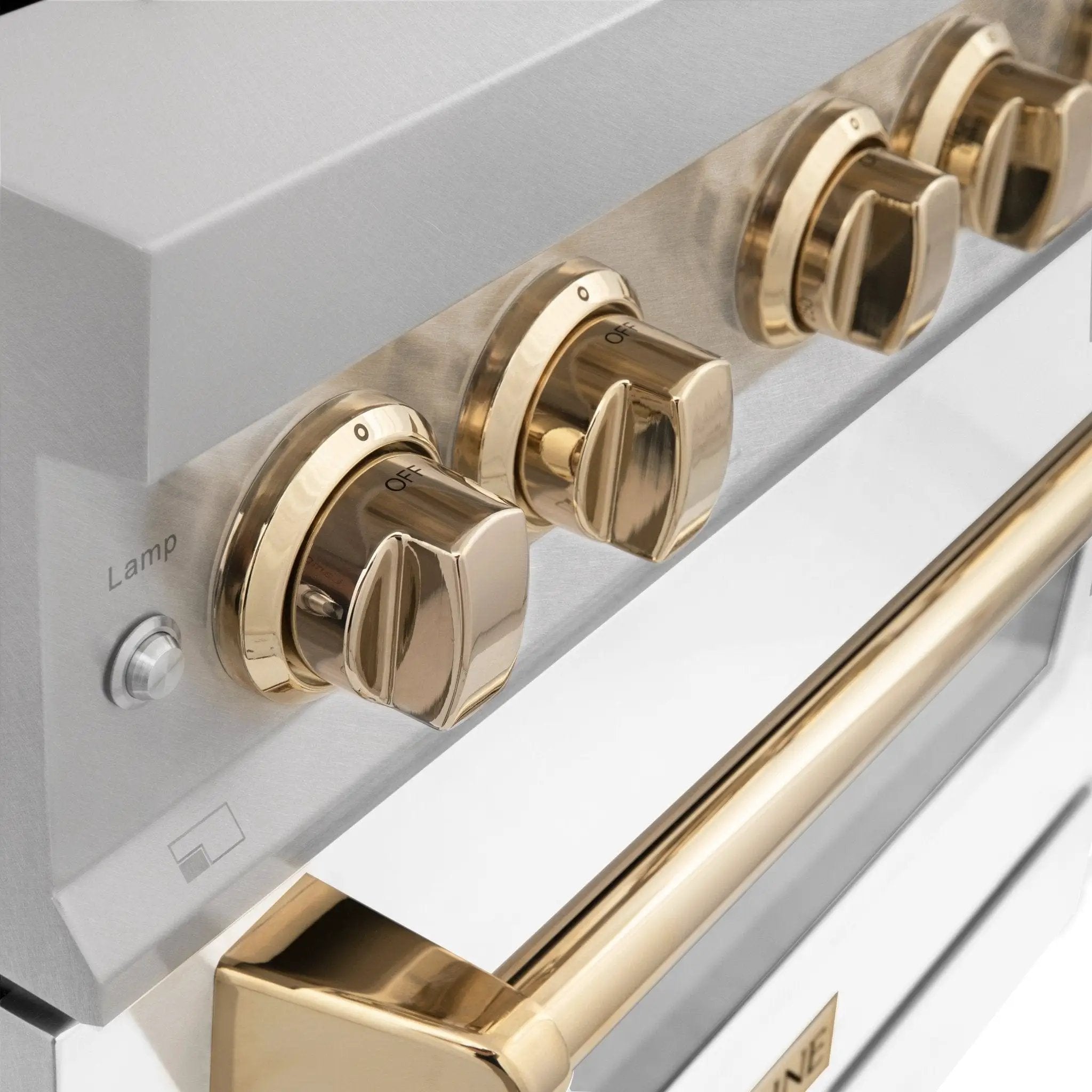ZLINE 36" Autograph Dual Fuel Range, DuraSnow, White,Gold,RASZ-WM-36-G by Farmhouse Kitchen and Bath