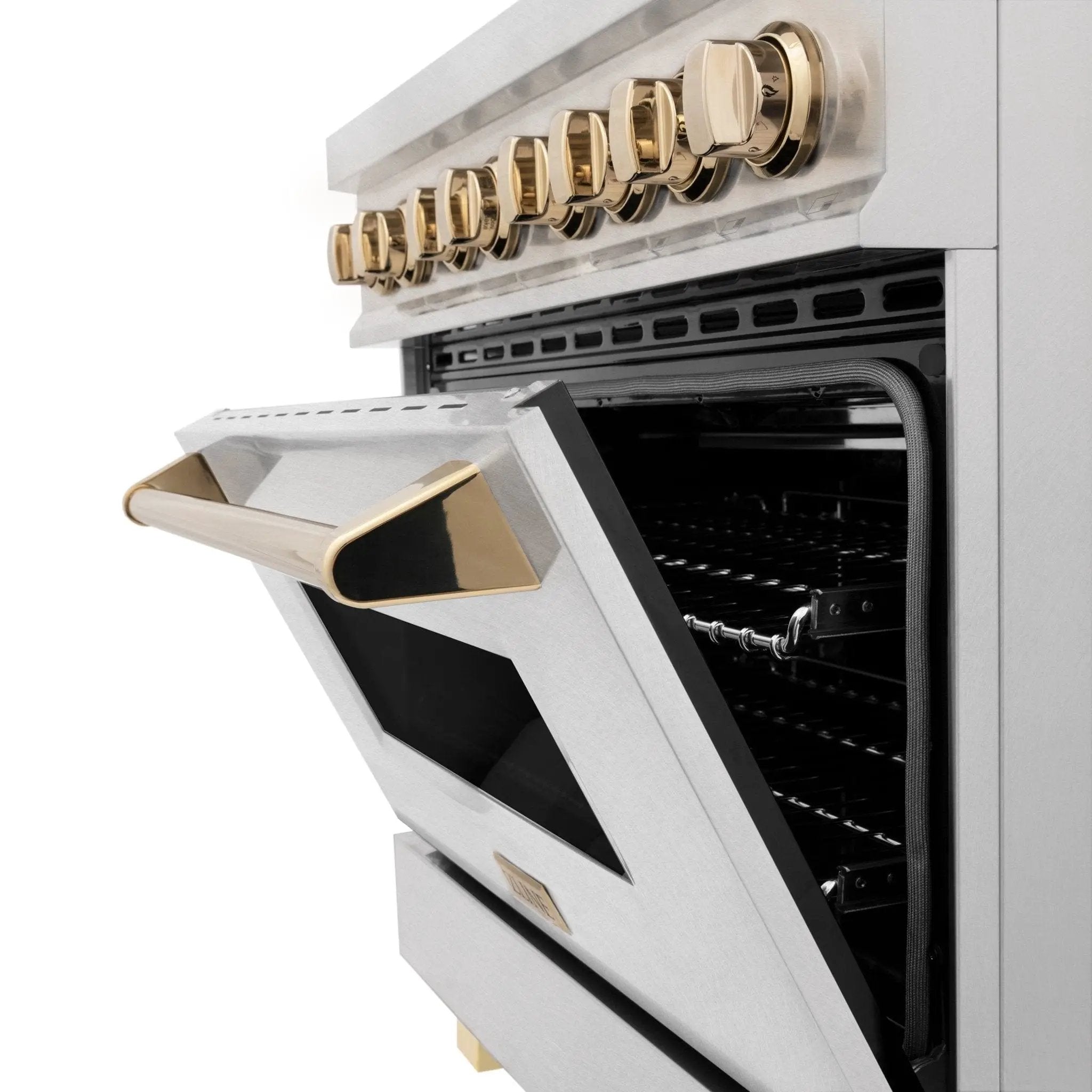 ZLINE 36" Autograph Dual Fuel Range, DuraSnow,Champagne, RASZ-SN-36-CB by Farmhouse Kitchen and Bath
