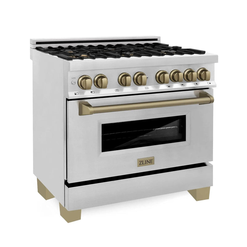 ZLINE 36" Autograph Dual Fuel Range, Stainless Steel, RAZ-36-CB by Farmhouse Kitchen and Bath