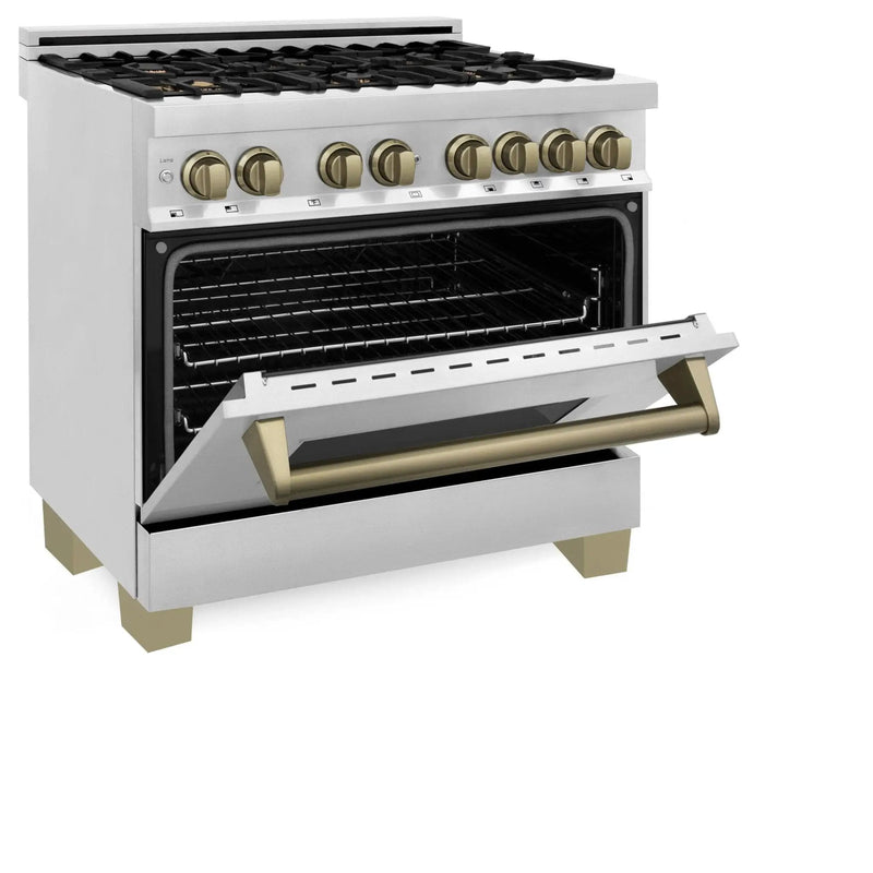 ZLINE 36" Autograph Dual Fuel Range, Stainless Steel, RAZ-36-CB by Farmhouse Kitchen and Bath