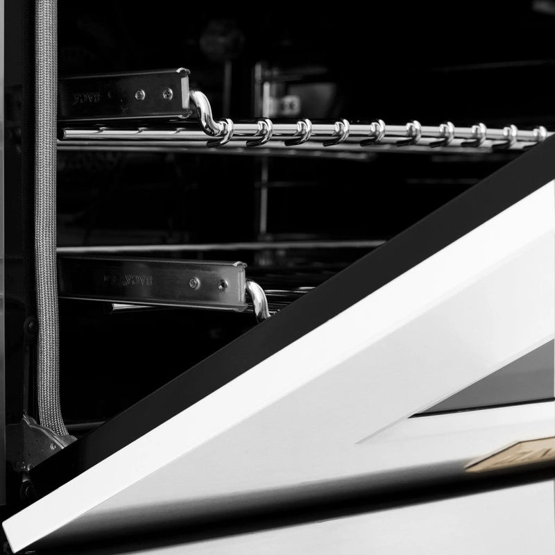 ZLINE 36" Autograph Dual Fuel Range, White, Champaign Accents, RAZ-WM-36-CB by Farmhouse Kitchen and Bath