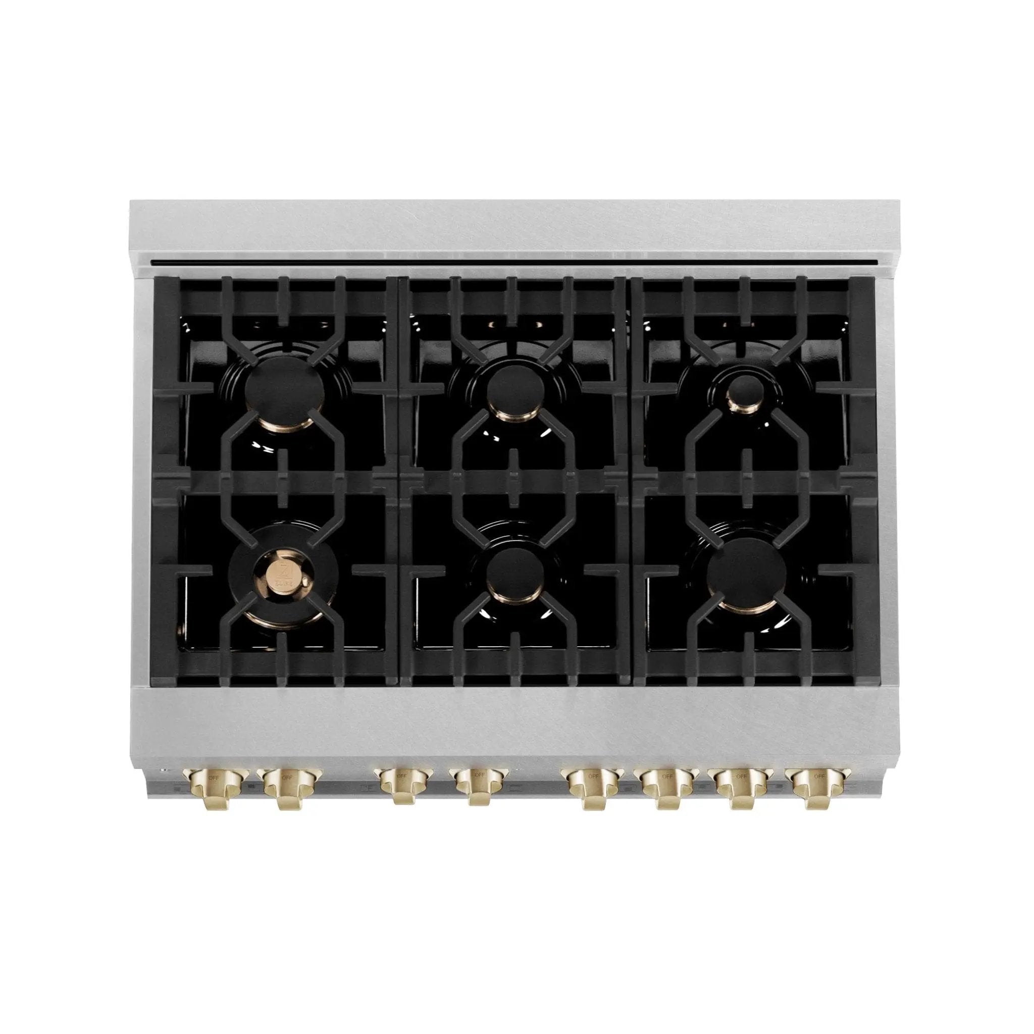 ZLINE 36" Autograph Dual Fuel Range, White, Champaign Accents, RAZ-WM-36-CB by Farmhouse Kitchen and Bath