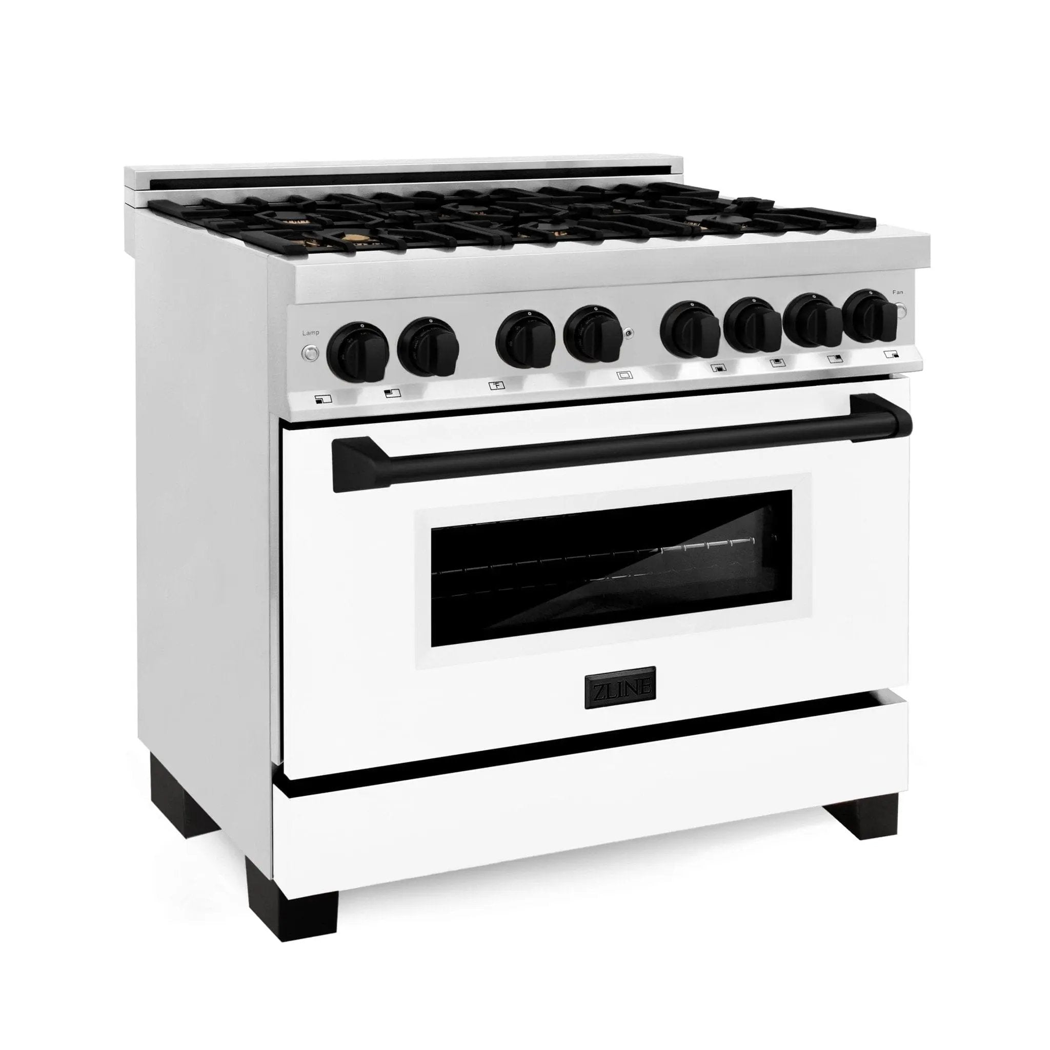 ZLINE 36" Autograph Dual Fuel Range, White Door, RAZ-WM-36-MB by Farmhouse Kitchen and Bath