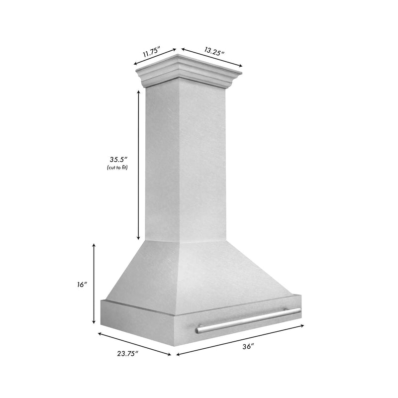 ZLINE 36" Autograph DuraSnow Stainless Steel Wall Range Hood 8654SNX-36 by Farmhouse Kitchen and Bath