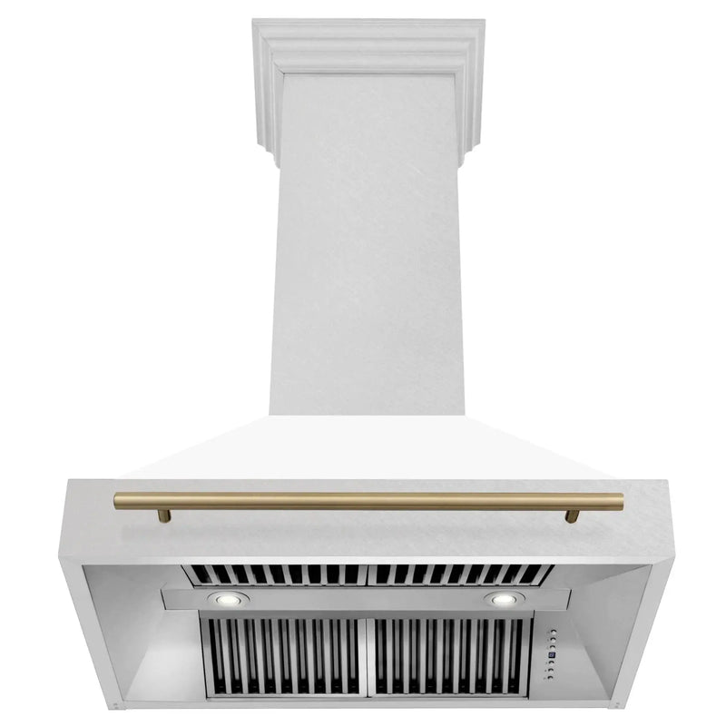 ZLINE 36" Autograph DuraSnow White Range Hood 8654SNZ-WM36-CB by Farmhouse Kitchen and Bath