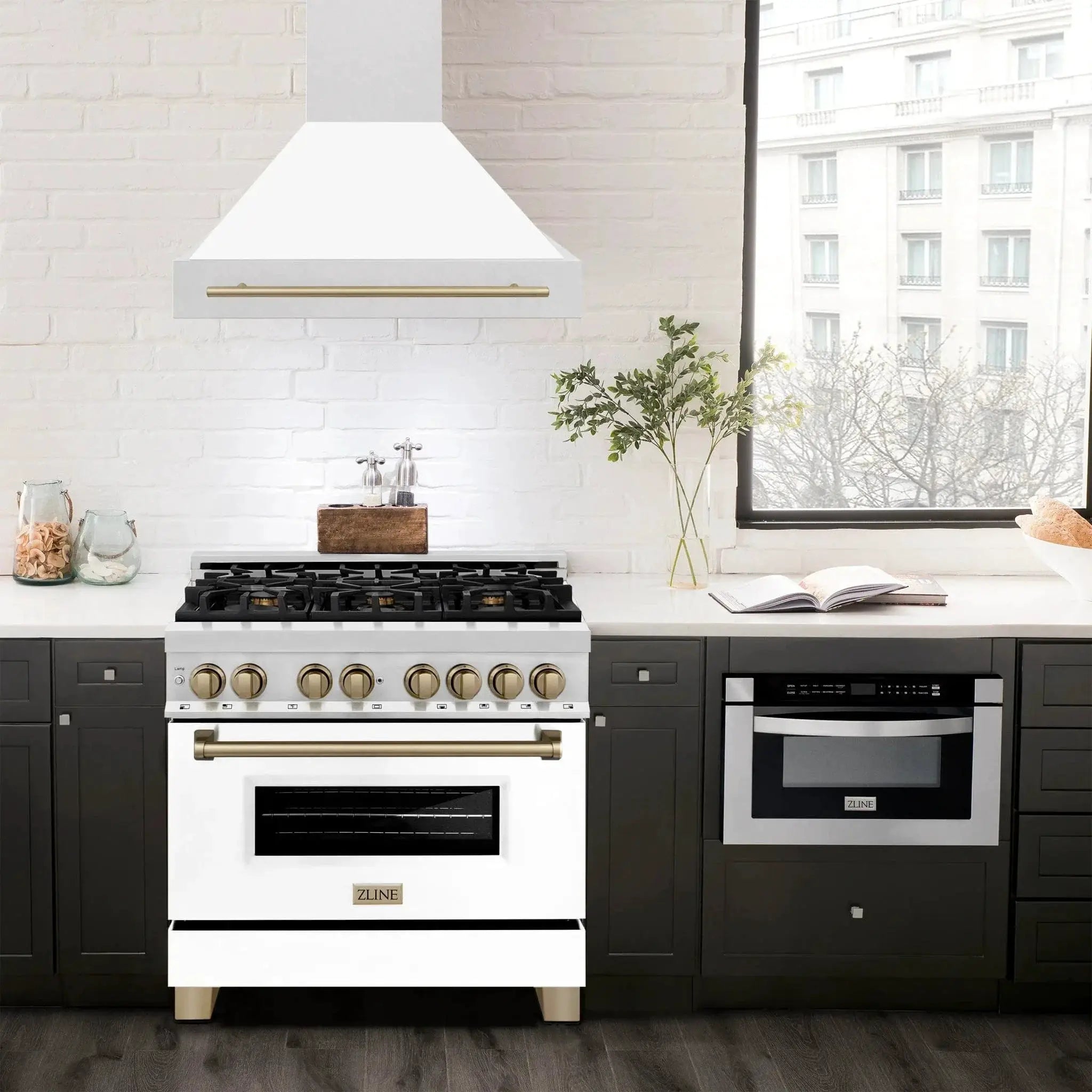 ZLINE 36" Autograph DuraSnow White Range Hood 8654SNZ-WM36-CB by Farmhouse Kitchen and Bath
