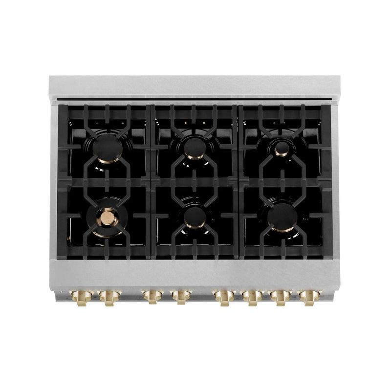 ZLINE 36" Autograph Edition Dual Fuel Range, White Door, RAZ-WM-36-G by Farmhouse Kitchen and Bath