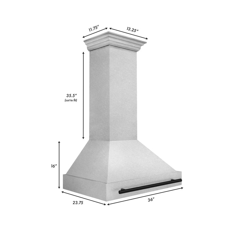 ZLINE 36" Autograph Edition DuraSnow Wall Range Hood 8654SNZ-36-MB by Farmhouse Kitchen and Bath